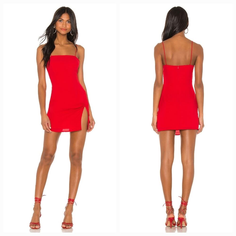 Superdown Syrus Slit Mini Dress in Cherry